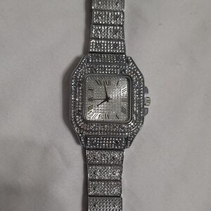 Mens Stainless Steel Iced Out Watch